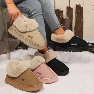 Cozy Plush Soft Slippers for Women with Non-Slip Platform and Faux Fur