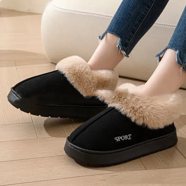 Cozy Plush Soft Slippers for Women with Non-Slip Platform and Faux Fur