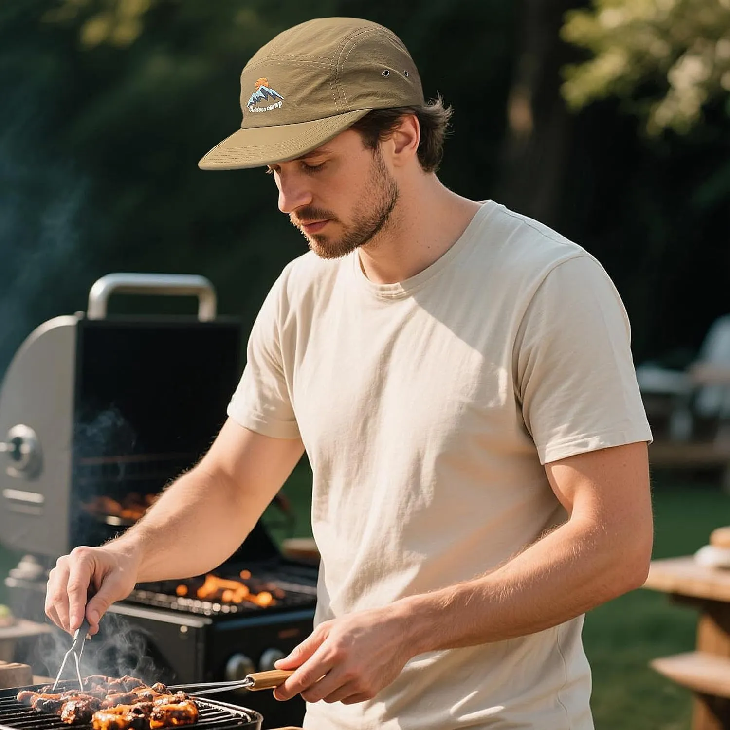 Croogo 5 Panel Baseball Cap Flat Brim Hats for Men Urban Street Camper Hats Waterproof Dad Hat Trucker Umpire Sun Caps