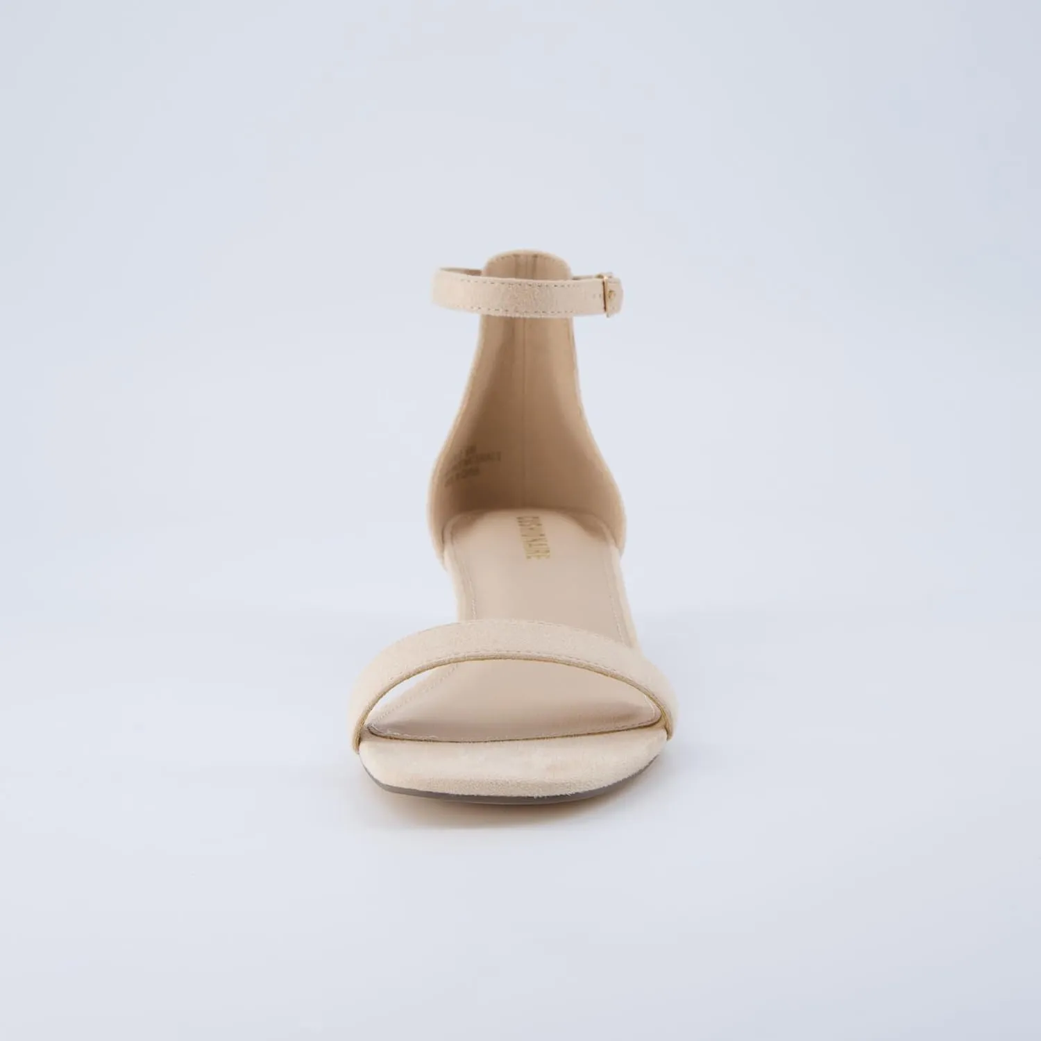 CUSHIONAIRE Solo Women’s Kitten Heel Dress Sandal – 1 Band Ankle Strap Heel with Cushioned Footbed & Faux Suede Upper