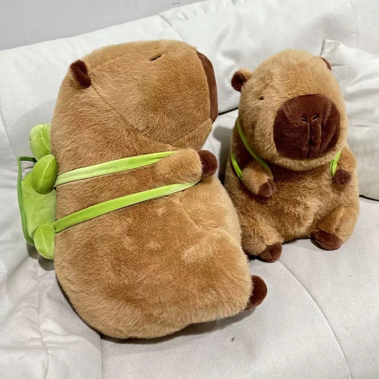 Cute Capybara Plush Capibara Stuffed Animal Plushies Toys Hugging Gifts for Kids Brown Plush Wear Turtle Backpack Soft 9 inch