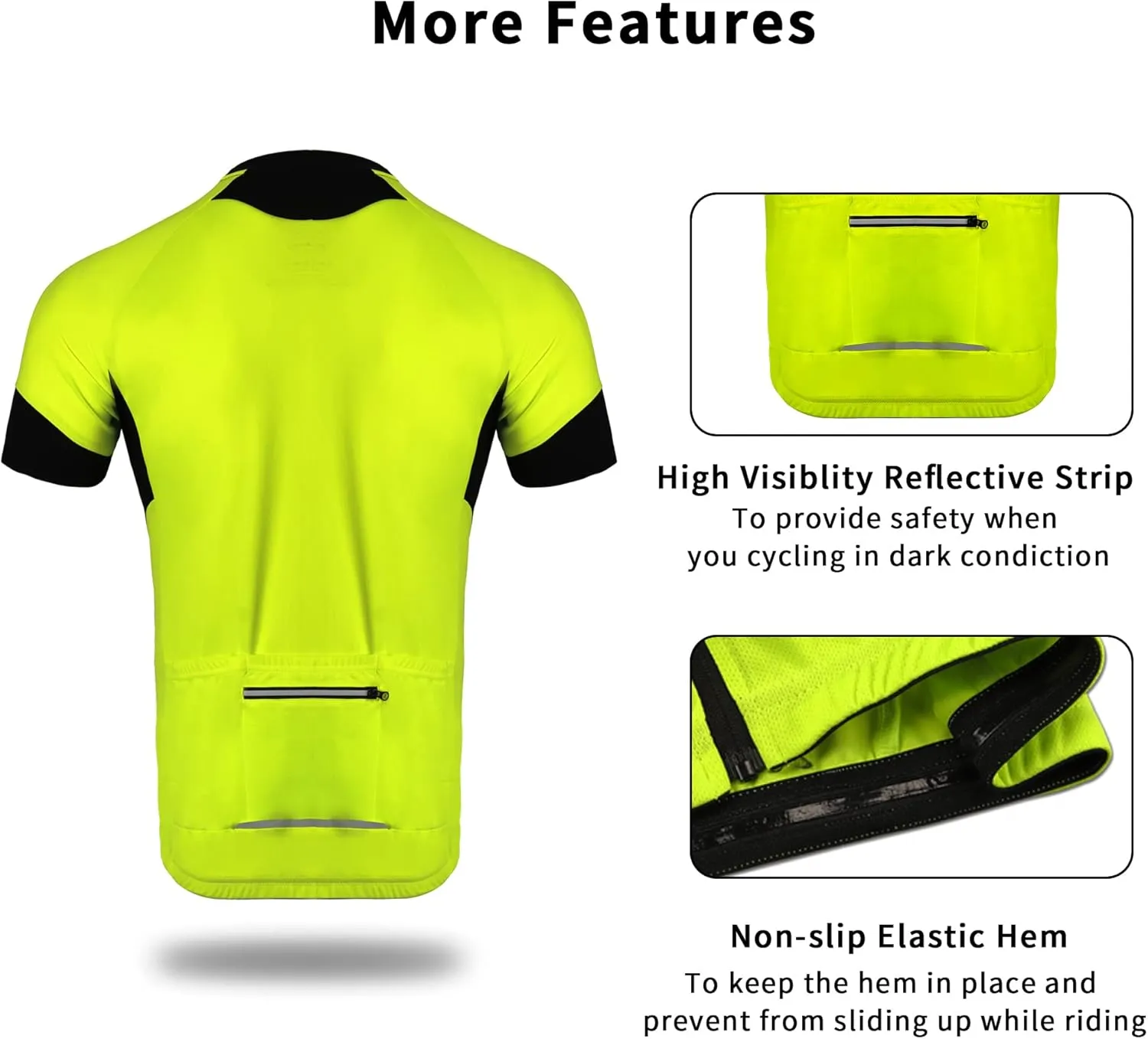 Cycling Jersey Men Short/Long Sleeve MTB Biking Shirts with Pockets- Moisture Wicking,Quick Dry,Reflective Strip