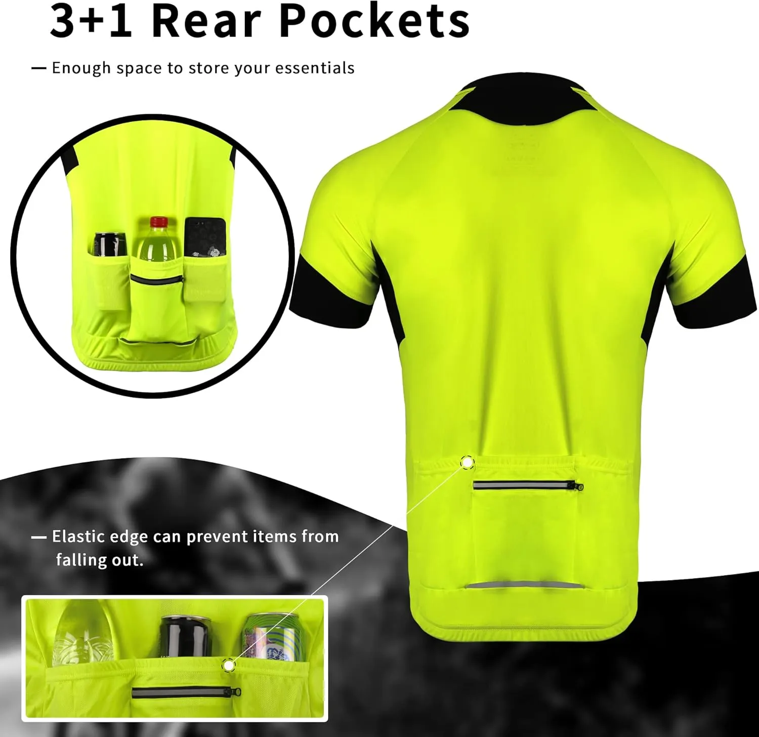 Cycling Jersey Men Short/Long Sleeve MTB Biking Shirts with Pockets- Moisture Wicking,Quick Dry,Reflective Strip