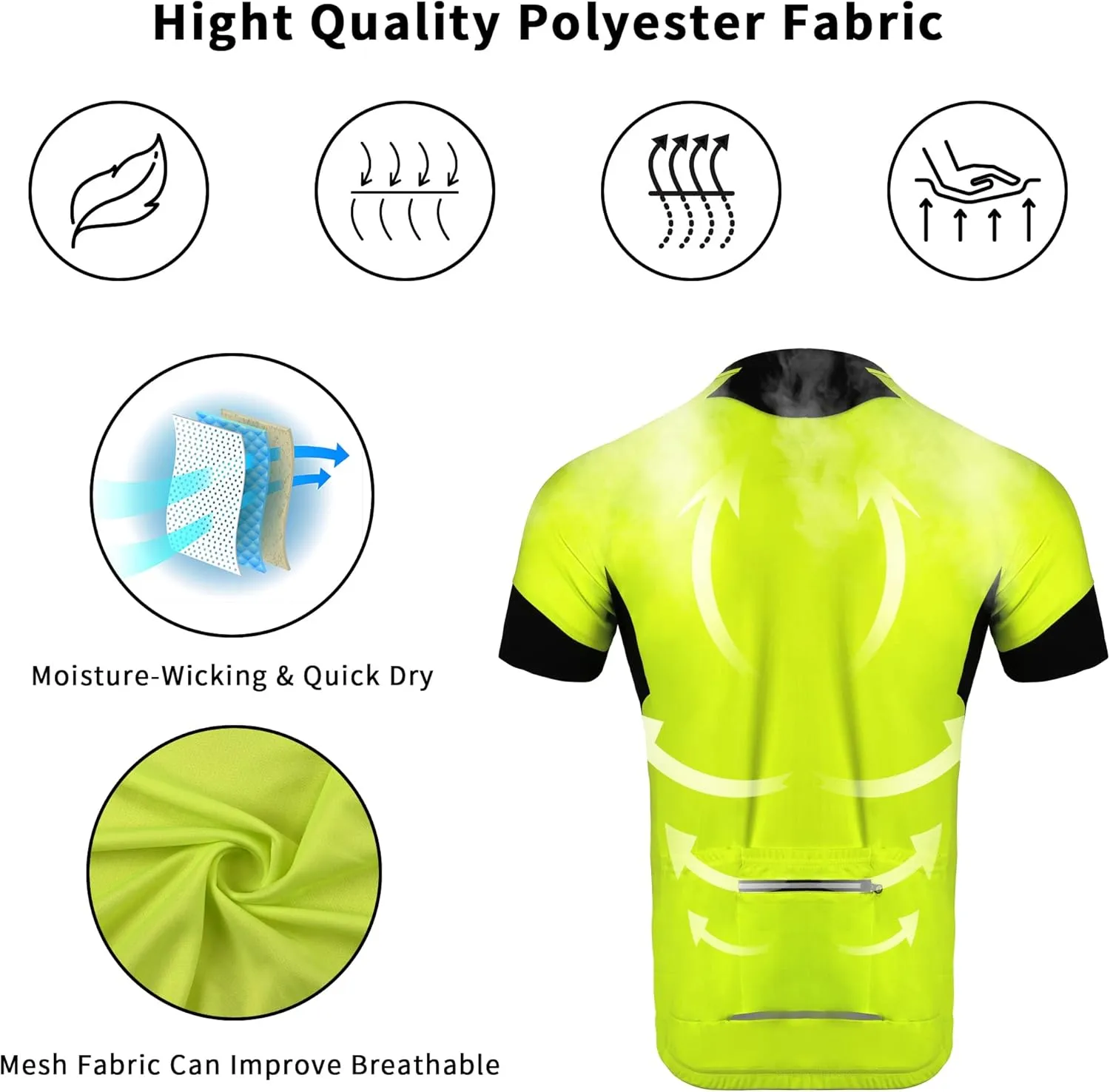 Cycling Jersey Men Short/Long Sleeve MTB Biking Shirts with Pockets- Moisture Wicking,Quick Dry,Reflective Strip