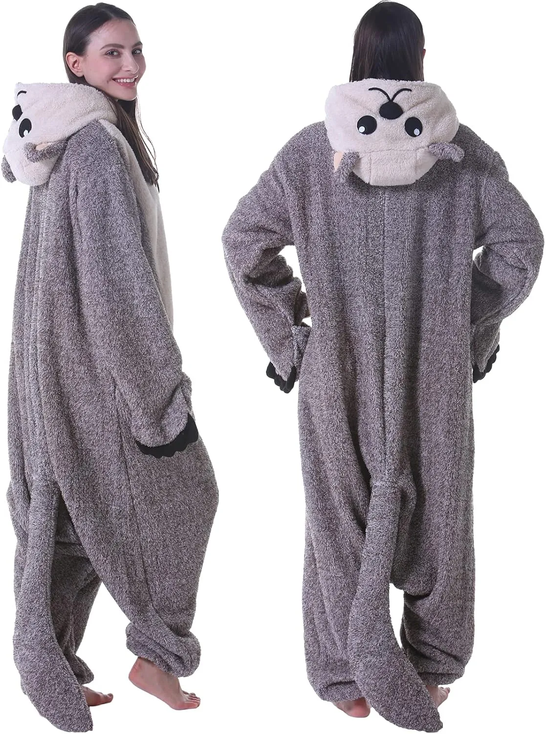 DarkCom Sea Otter Onesie Halloween Costume One Piece Unisex Adult Pajamas Women Men Sleepwear Christmas Pajamas