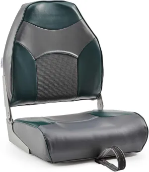 DeckMate Economy High Back Folding Bass Boat Seats Green and Charcoal 2-pack