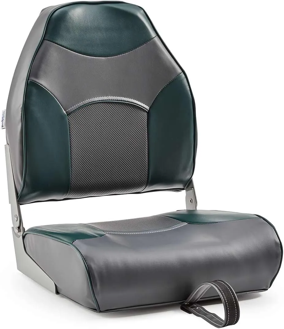 DeckMate Economy High Back Folding Bass Boat Seats Green and Charcoal 2-pack