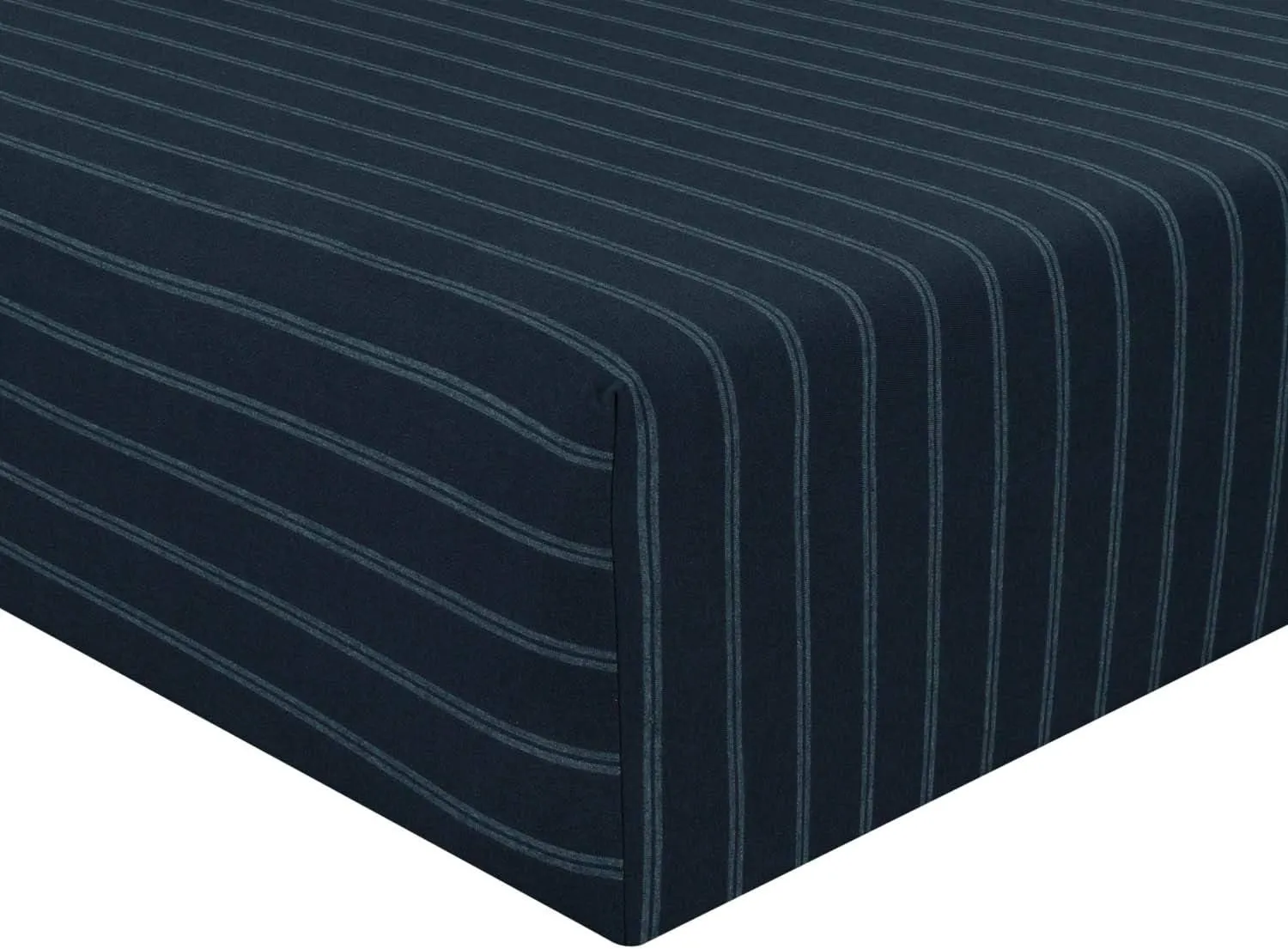 DELANNA Jersey Knit Fitted Sheet Soft Breathable T-Shirt Weave Bottom Sheet Only (NAVY STRIPE, QUEEN)