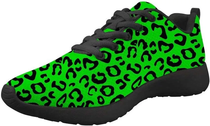 Dellukee Women's Casual Walking Shoes Fashion Colorful Leopard Printed Durable Breathable Lace Up Sport Running Sneaker