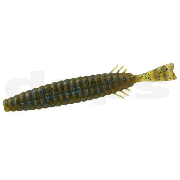 Deps Worm Bull Slender 4.7inch #71 Green Pumpkin/Blue Flake
