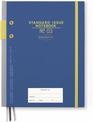 DesignWorks Ink Standard Issue Cobalt and Citron Planner Notebook No. 3 Journal with Lined Pages, Elastic Closure, Pen Holder, and 3 Ribbon Marker for Work, Writing, Journaling - 6.75" x 8.5"