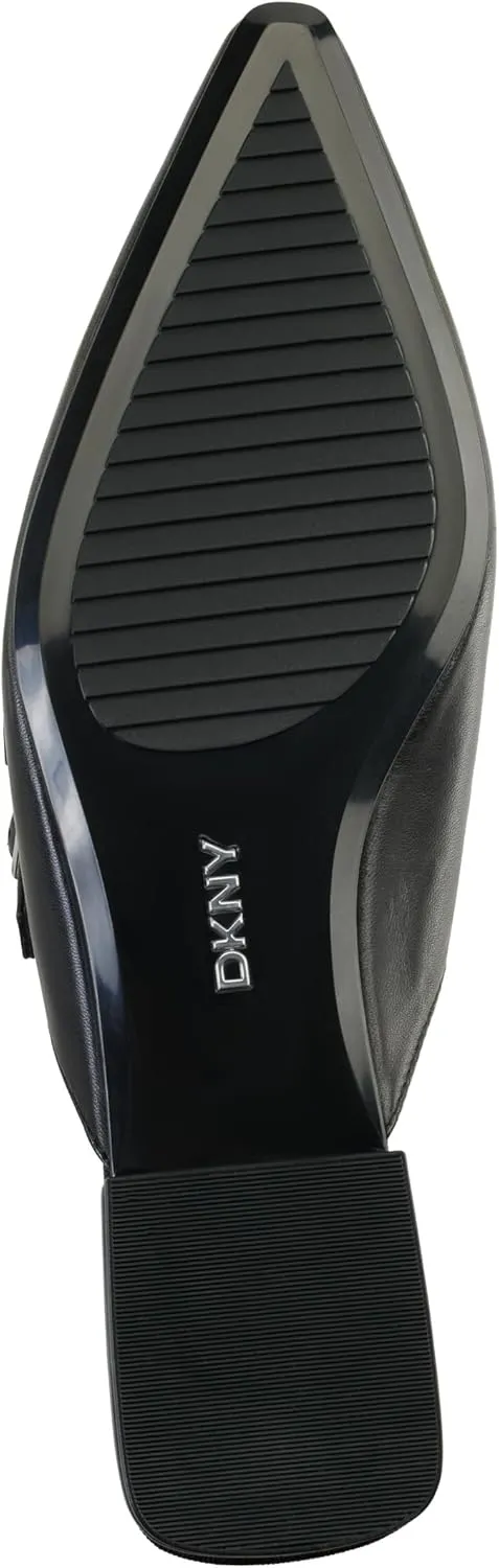 DKNY Women's Cahana Pointed Toe Flat Mule with Belt Strap Details