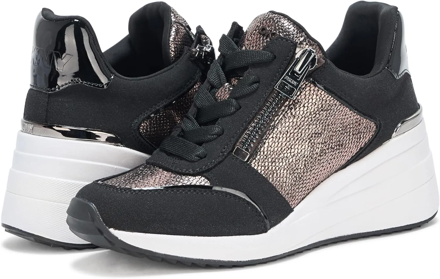 DKNY Women's Kalina Lace Up Wedge Sneaker with Side Zipper