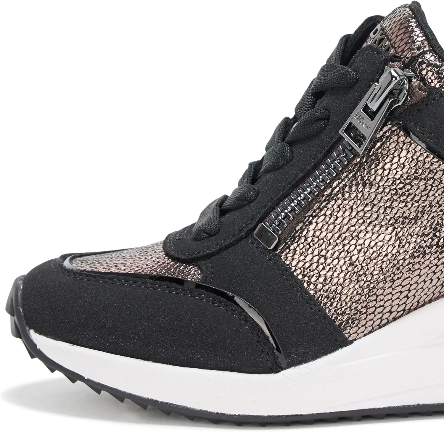DKNY Women's Kalina Lace Up Wedge Sneaker with Side Zipper