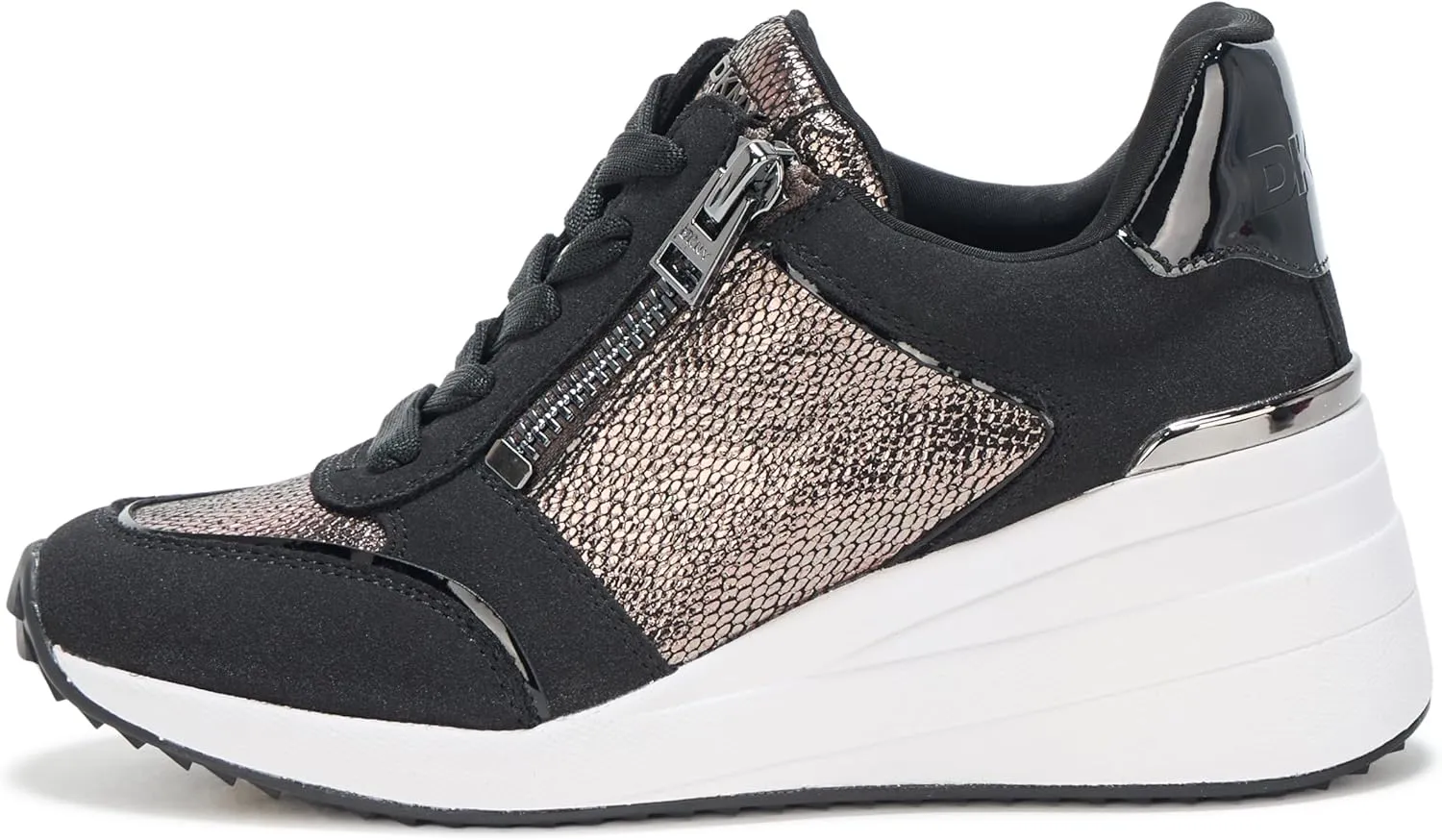 DKNY Women's Kalina Lace Up Wedge Sneaker with Side Zipper