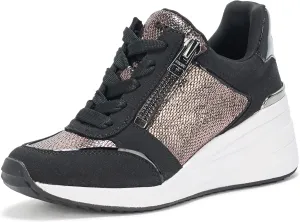 DKNY Women's Kalina Lace Up Wedge Sneaker with Side Zipper