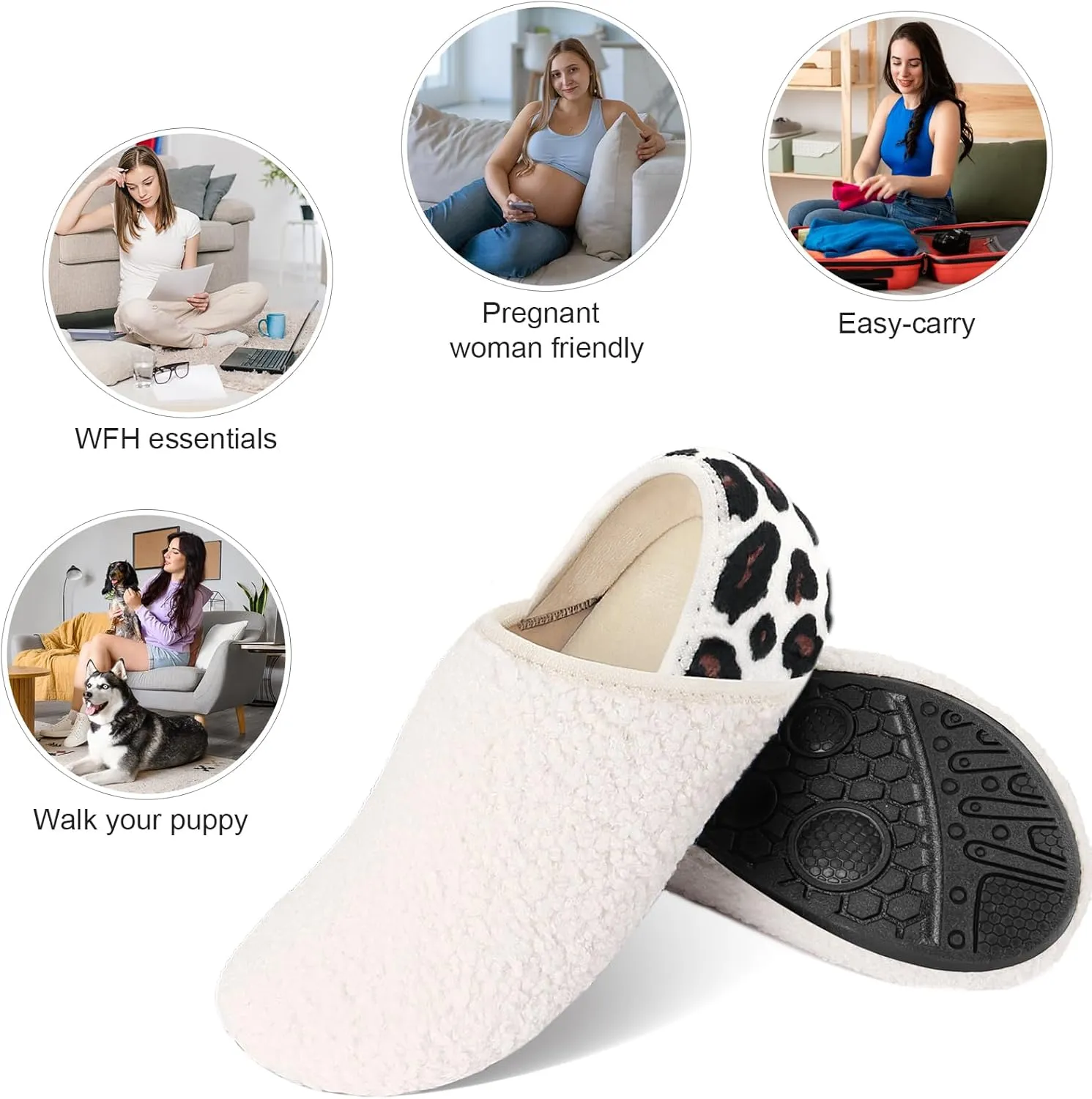DOMMARE House Slippers for Men Women Indoor, Bedroom Shoes Warm Barefoot Socks, Foam Lining Slip-On Elastic Closed Non-Slip Travel Loafer Slippers