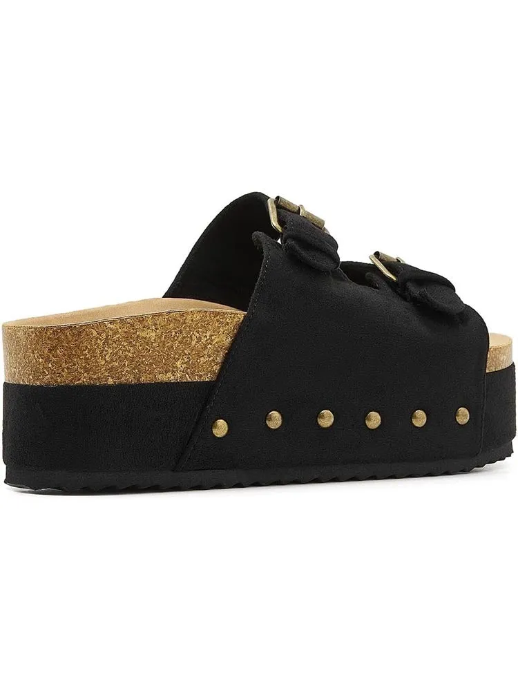 Double Buckle Strap Platform Sandals