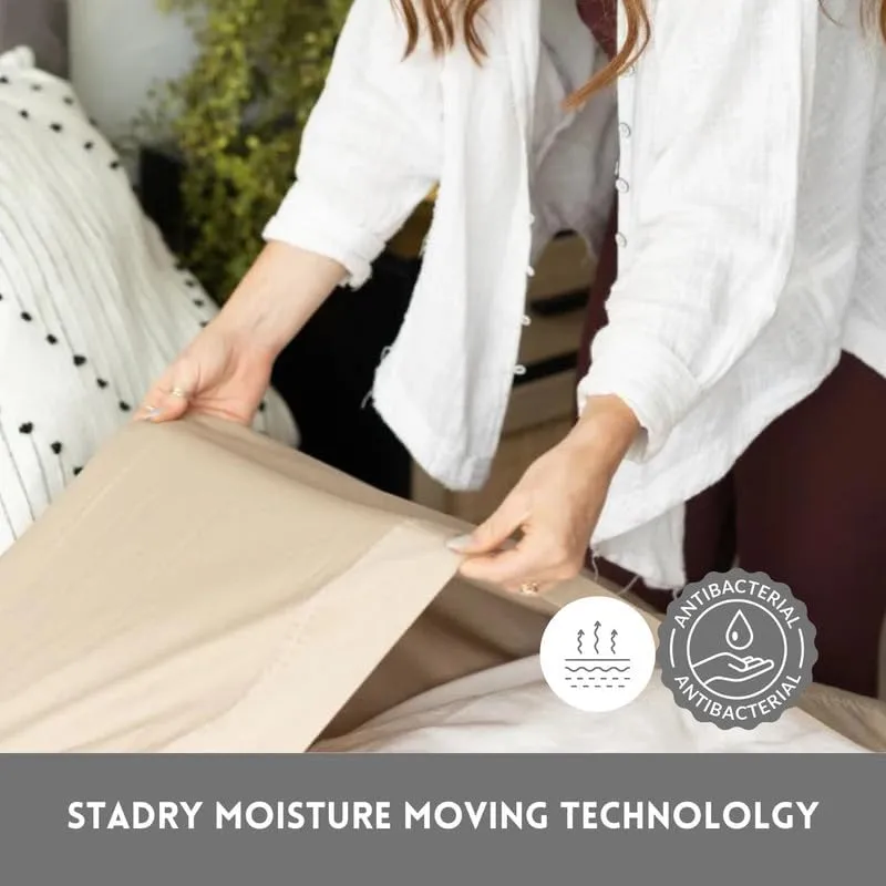 DreamFit DreamComfort Microfiber StaDry Technology Cooling Bed Sheets with Elastic Corner Straps for Adjustable Bed Extra Deep Pocket up to 20 inch Crafted in USA Split King Sheet Set Sage