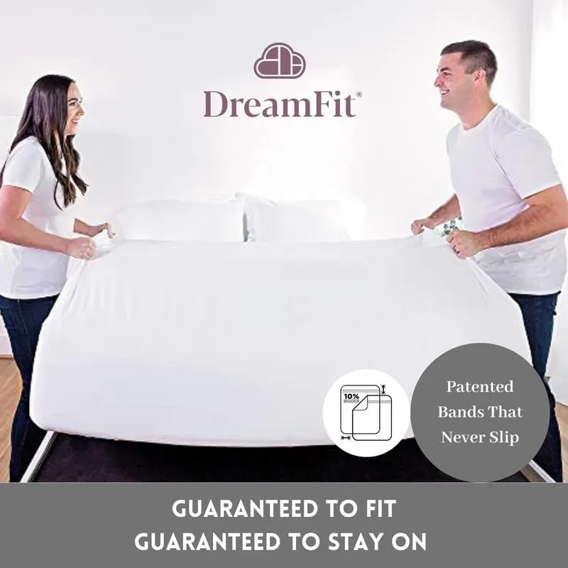 DreamFit DreamCool 100% Pima Cotton Sheets with Elastic Corner Straps 20 Inch Extra Deep Pocket Crafted in USA Bedding Guaranteed to Stay On Luxury Sheets California King Sheets Set Blue