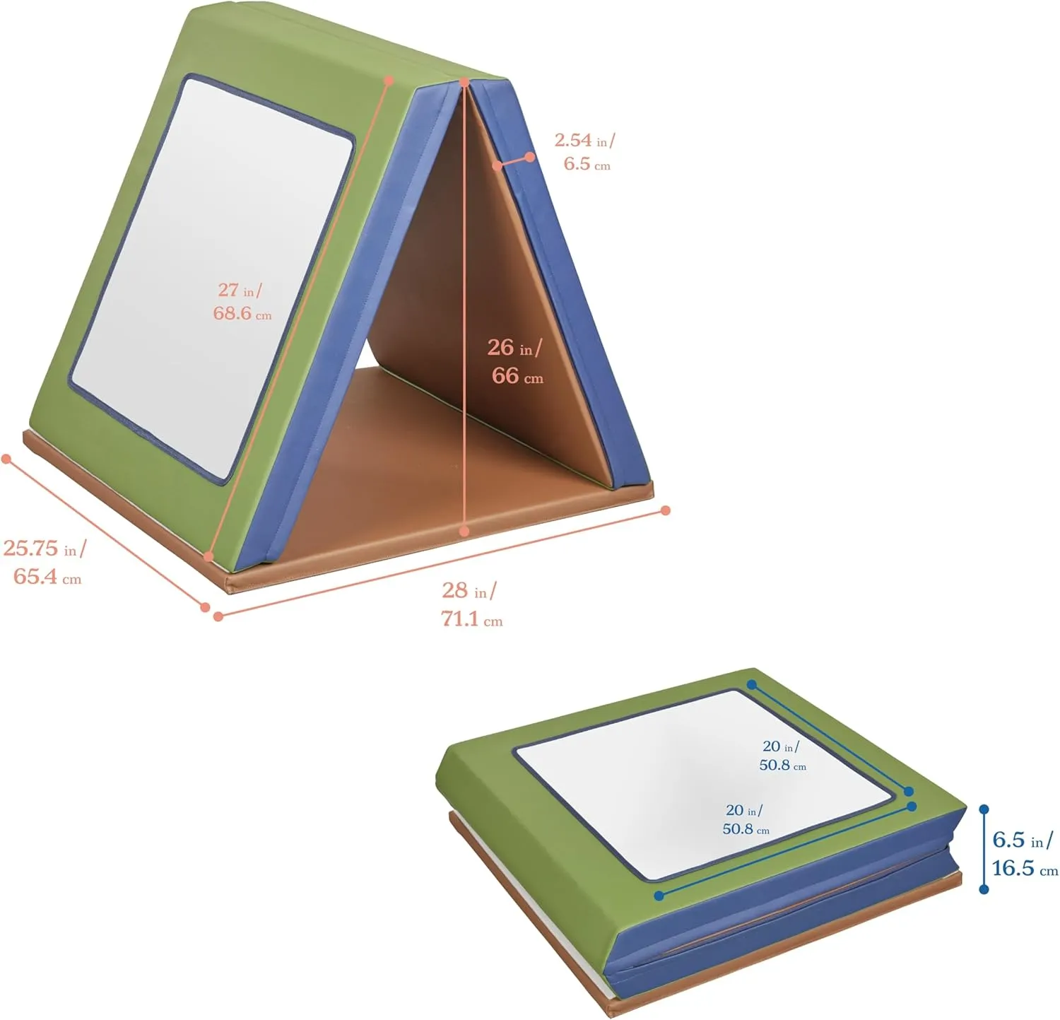 ECR4Kids SoftZone Folding Floor Mirror, Sensory Toy, Earthtone