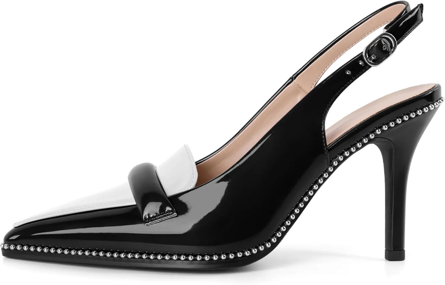 Eldof Pointed Toe Slingback Heels for Women Beaded Stiletto High Heel Women Pumps Shoes Dress 3.5 Inches in Multi Color