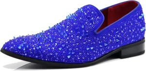 Enzo Romeo Men Fashion Rhinestones Studs Tuxedo Slip On Loafer Dress Shoes WBG