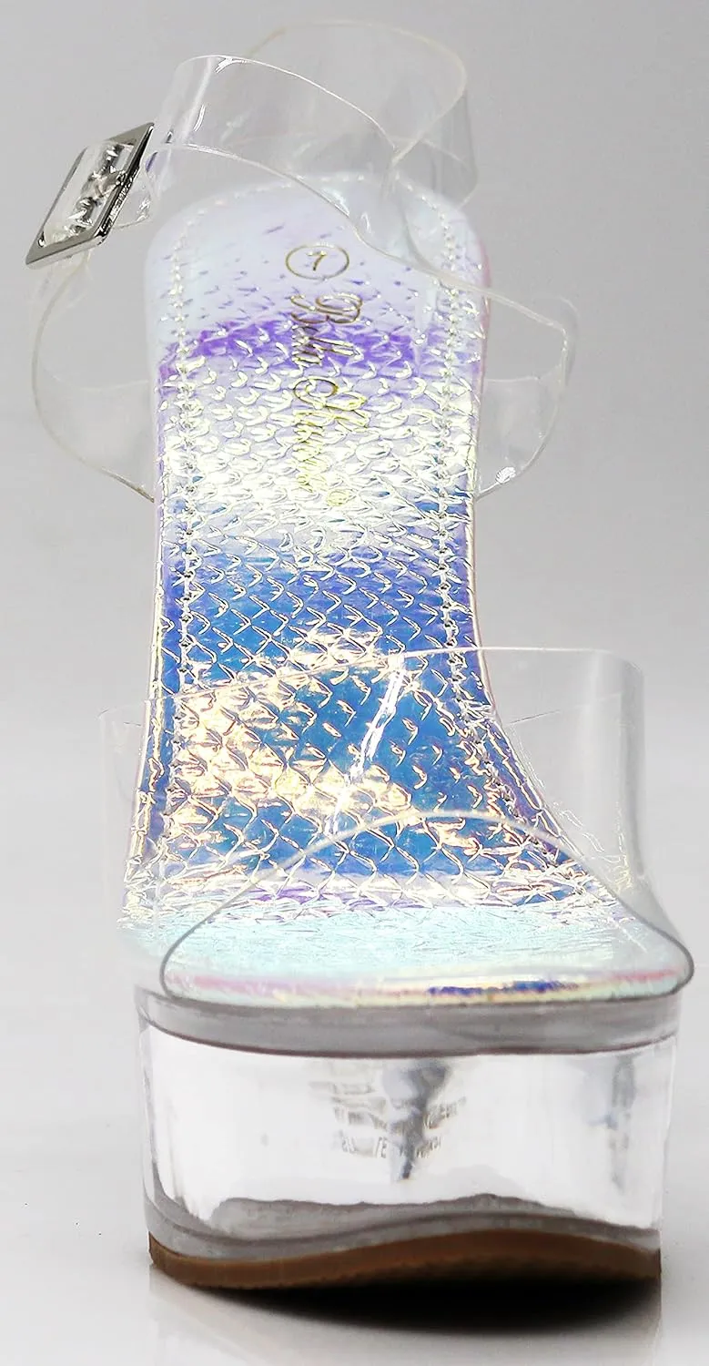 Enzo Romeo Women Clear High Heel Platform Wedge Pump Sandals