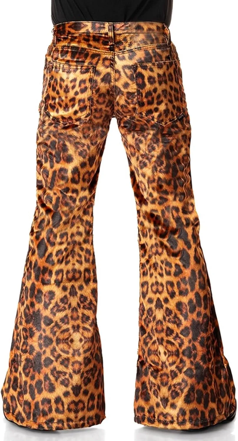 EVEDESIGN Mens Bell Bottom Velvet Pants 60s 70s Disco Outfits for Men Vintage Flared Jeans