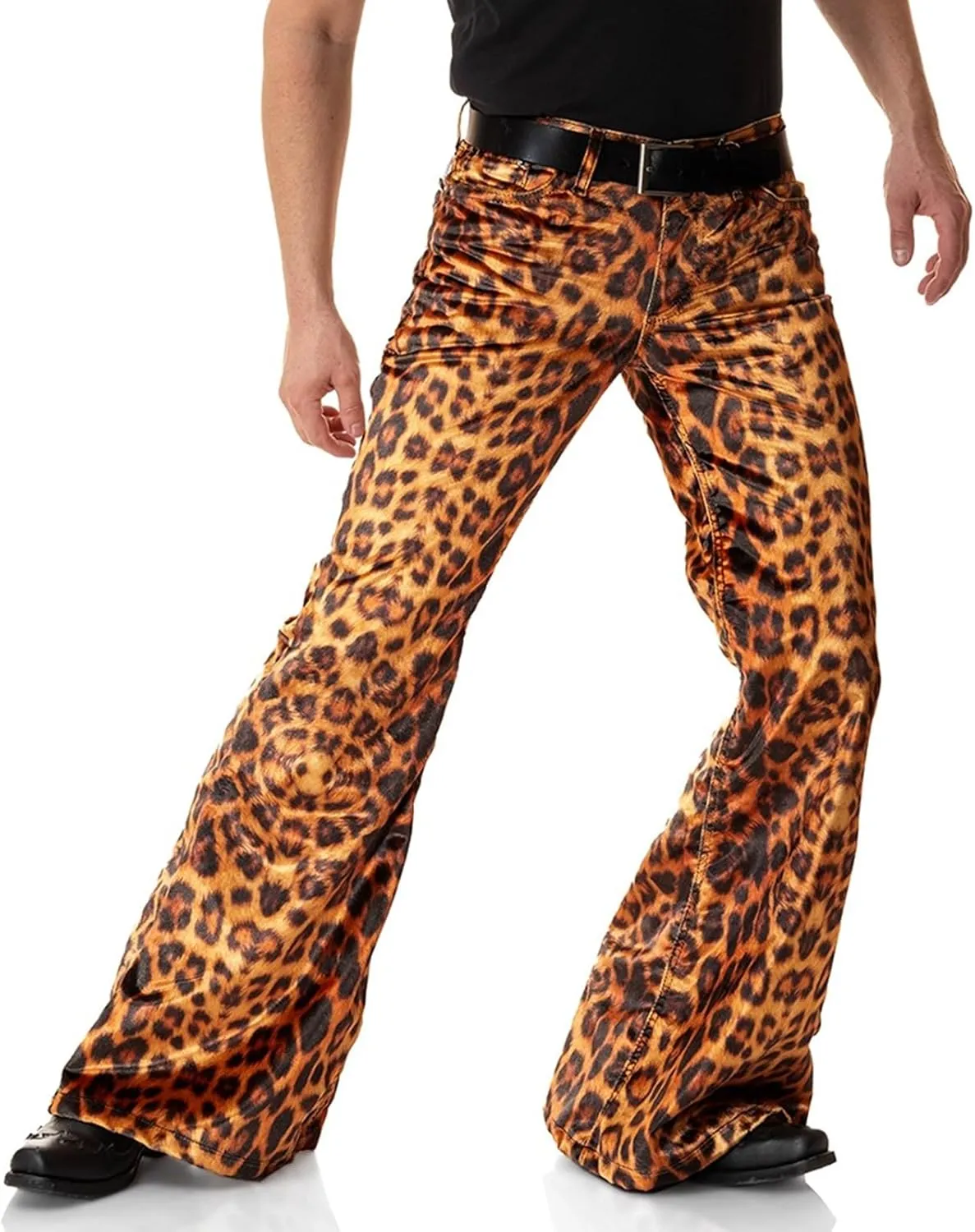 EVEDESIGN Mens Bell Bottom Velvet Pants 60s 70s Disco Outfits for Men Vintage Flared Jeans