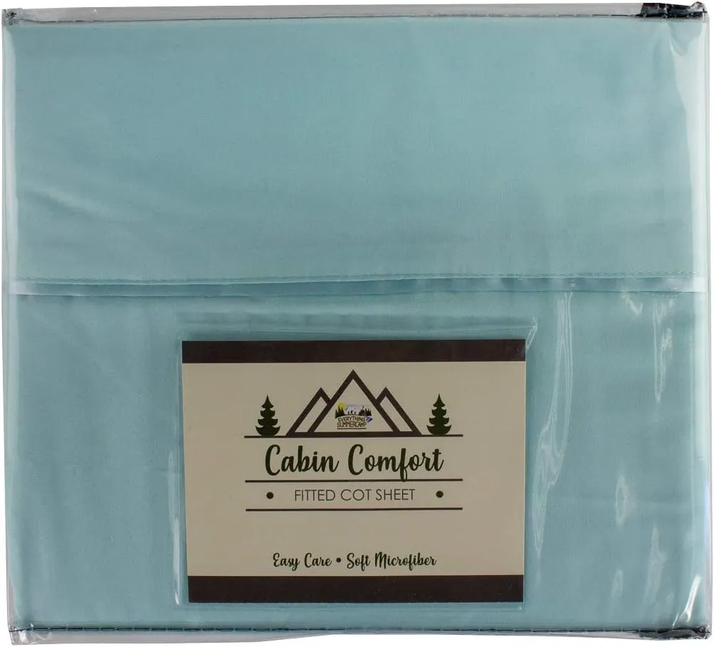 Everything Summer Camp Cabin Comfort - Cot Sheet for Camping and RV Cots - Fits All Cot Size Beds Comfortably -72 x 28 Inches - Super Soft (1 Piece Cot (Fitted), Aqua Sky)