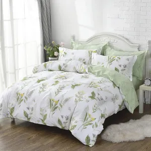 FADFAY Farmhouse Premium Shabby Green Daisy and Botanical Lavender Flowers 100% Cotton Bedding Set King Duvet Cover Set with Hidden Zipper Closure 3-Piece:1 Duvet Cover & 2Pillowcases
