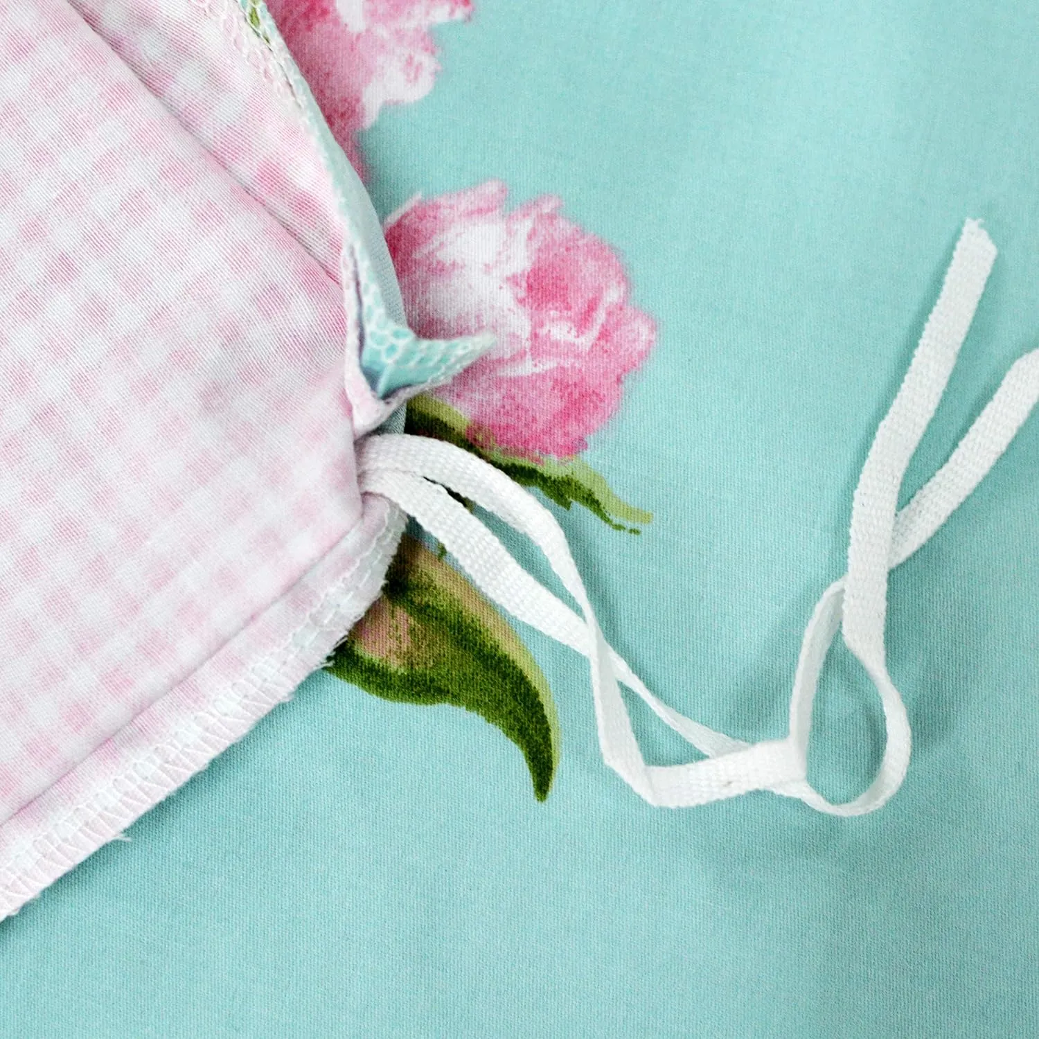 FADFAY Shabby Floral Duvet Cover Set Pink Grid Cotton Farmhouse Bedding with Hidden Zipper Closure 3 Pieces, 1duvet Cover & 2pillowcases,Twin Size