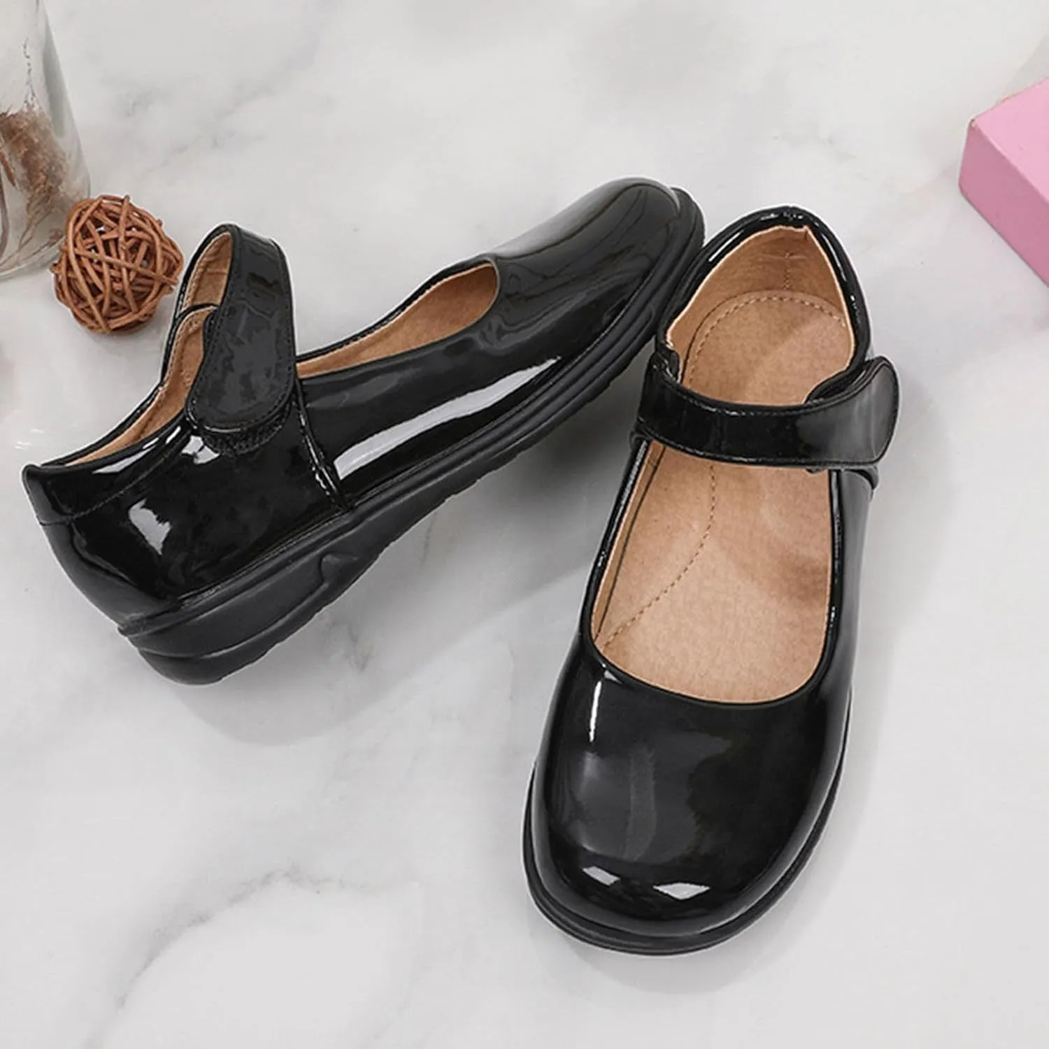 Fashion Summer and Girls Leather Shoes Boots Student Dress Shoes Performance Hook Loop Slip Girls Sneakers Size 11