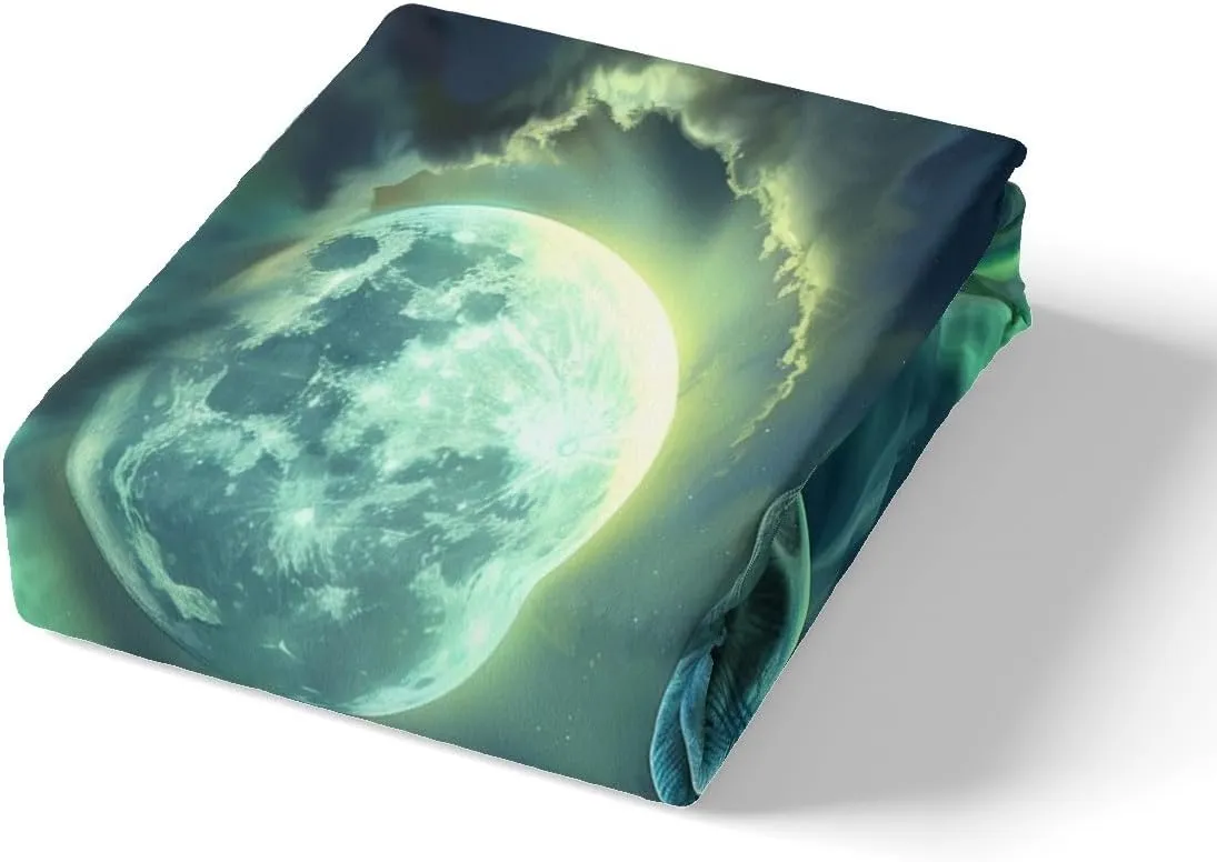 Feelyou Elephant Bed Sheets 3D Wild Animal Pattern Bedding Set for Kids Boys Girls Ethnic Elephant Print Fitted Sheets Moon Galaxy Home Decor Full Size,No Flat Sheet