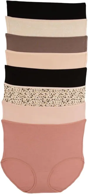 Felina Womens 8 Pack Cotton Modal Stretch Hi-Cut Brief
