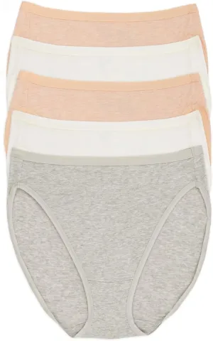 Felina Women's Organic Cotton Stretch Hi Cut Panty 5-Pack Underwear