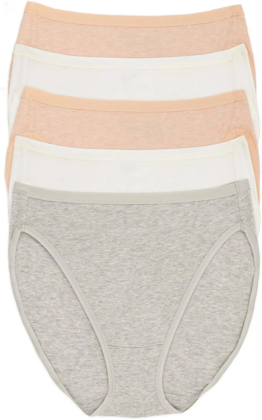 Felina Women's Organic Cotton Stretch Hi Cut Panty 5-Pack Underwear