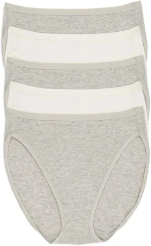 Felina Women's Organic Cotton Stretch Hi Cut Panty 5-Pack Underwear
