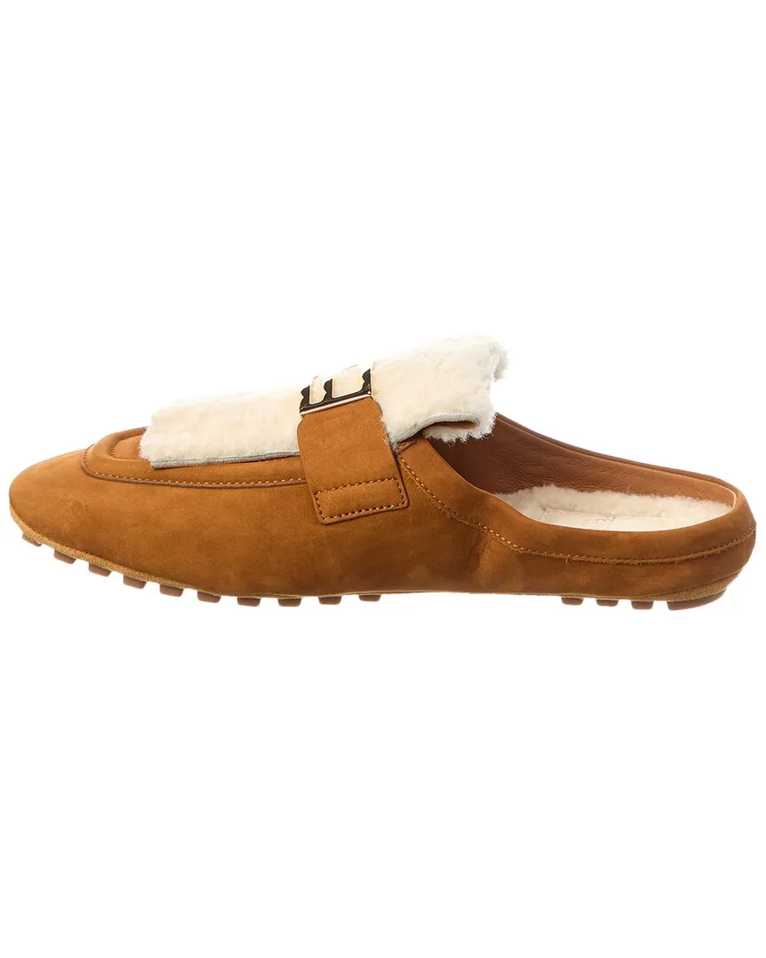Fendi Baguette Suede & Shearling Mule