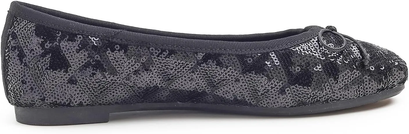 FEVERSOLE Women's Bling Soft Cushioned Comfort Flats Sparkle Party Ballets