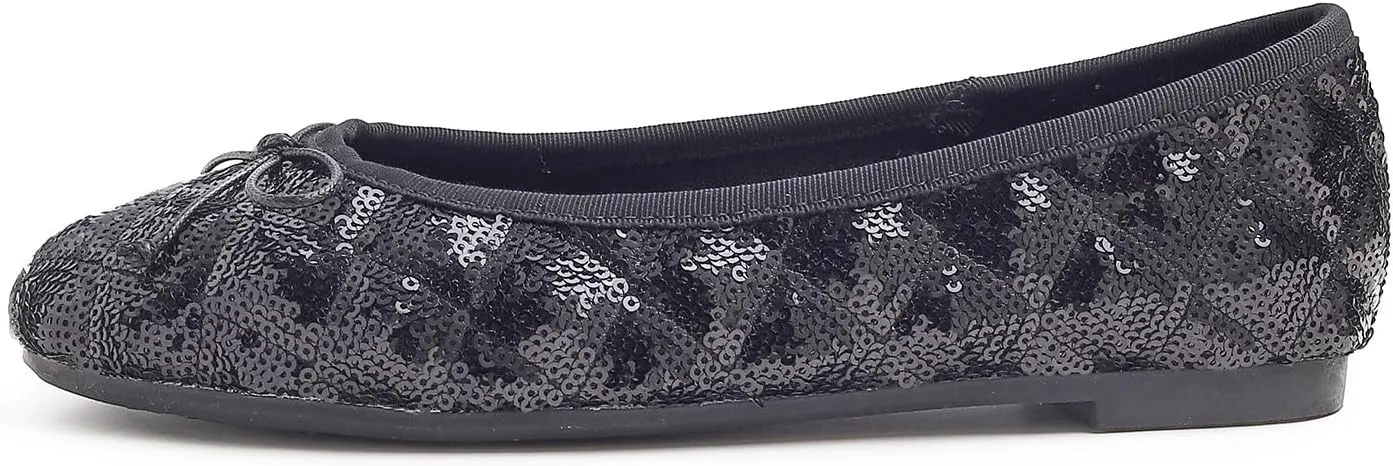 FEVERSOLE Women's Bling Soft Cushioned Comfort Flats Sparkle Party Ballets
