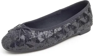 FEVERSOLE Women's Bling Soft Cushioned Comfort Flats Sparkle Party Ballets