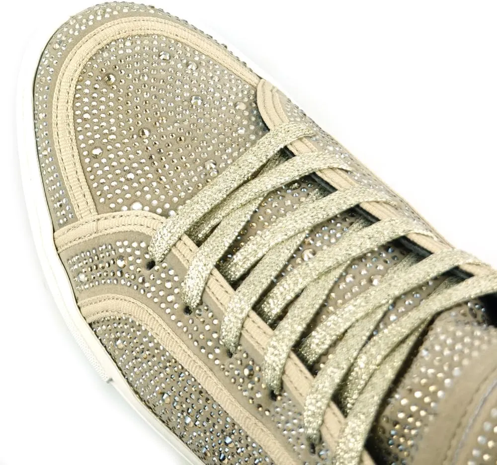FI-2402 Rhinestones Suedes High Top Sneaker