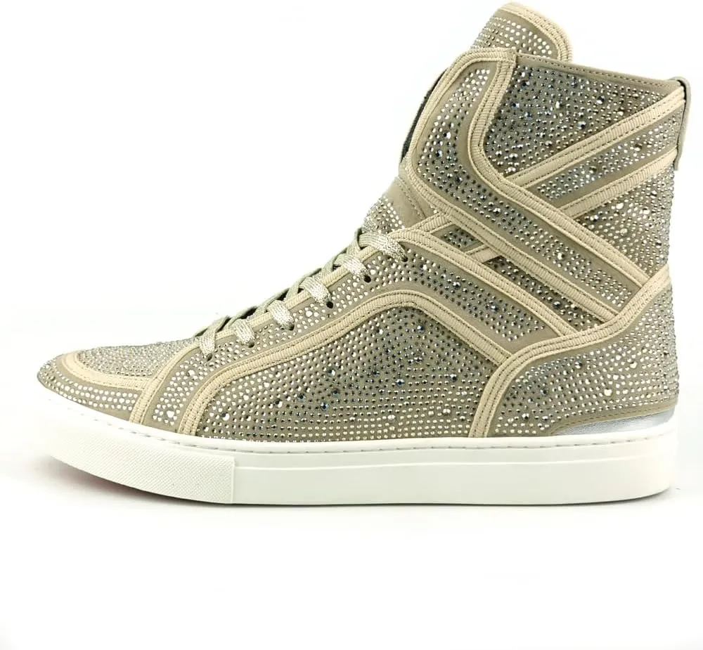 FI-2402 Rhinestones Suedes High Top Sneaker