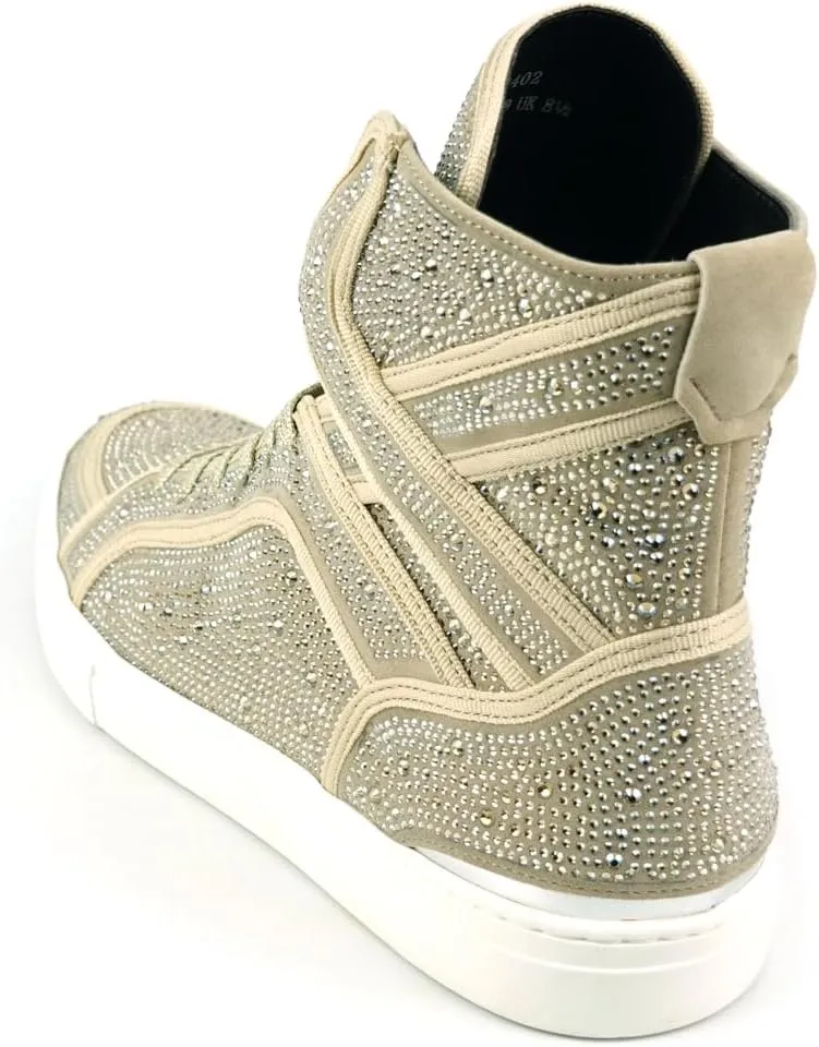 FI-2402 Rhinestones Suedes High Top Sneaker
