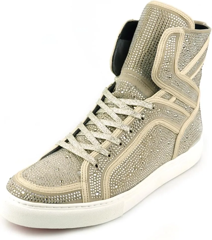 FI-2402 Rhinestones Suedes High Top Sneaker