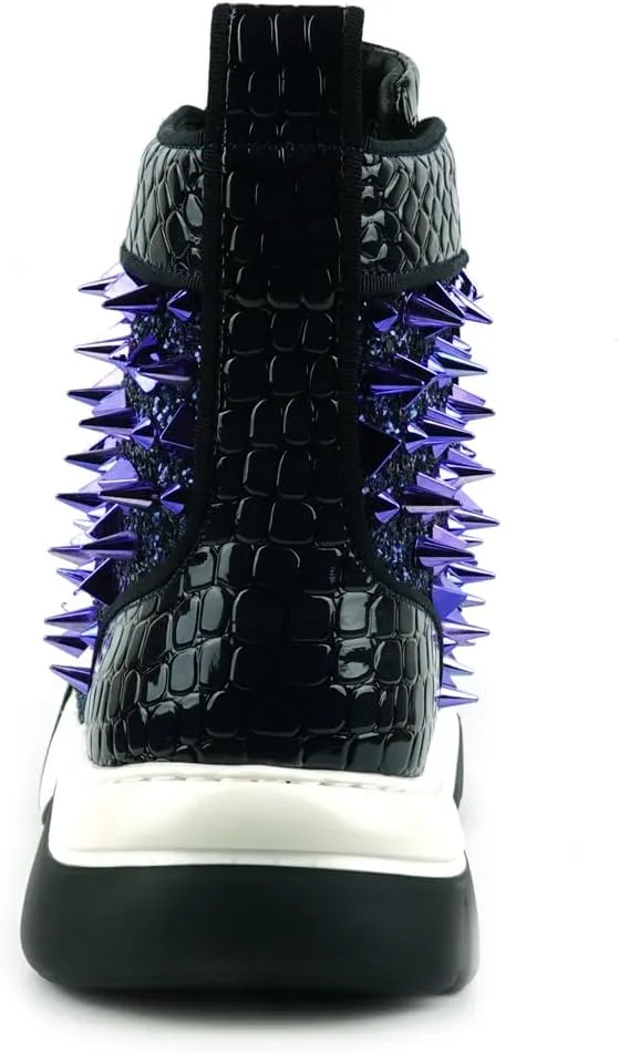 FI-2405 Glitter Spikes Lace Up High Top Sneaker