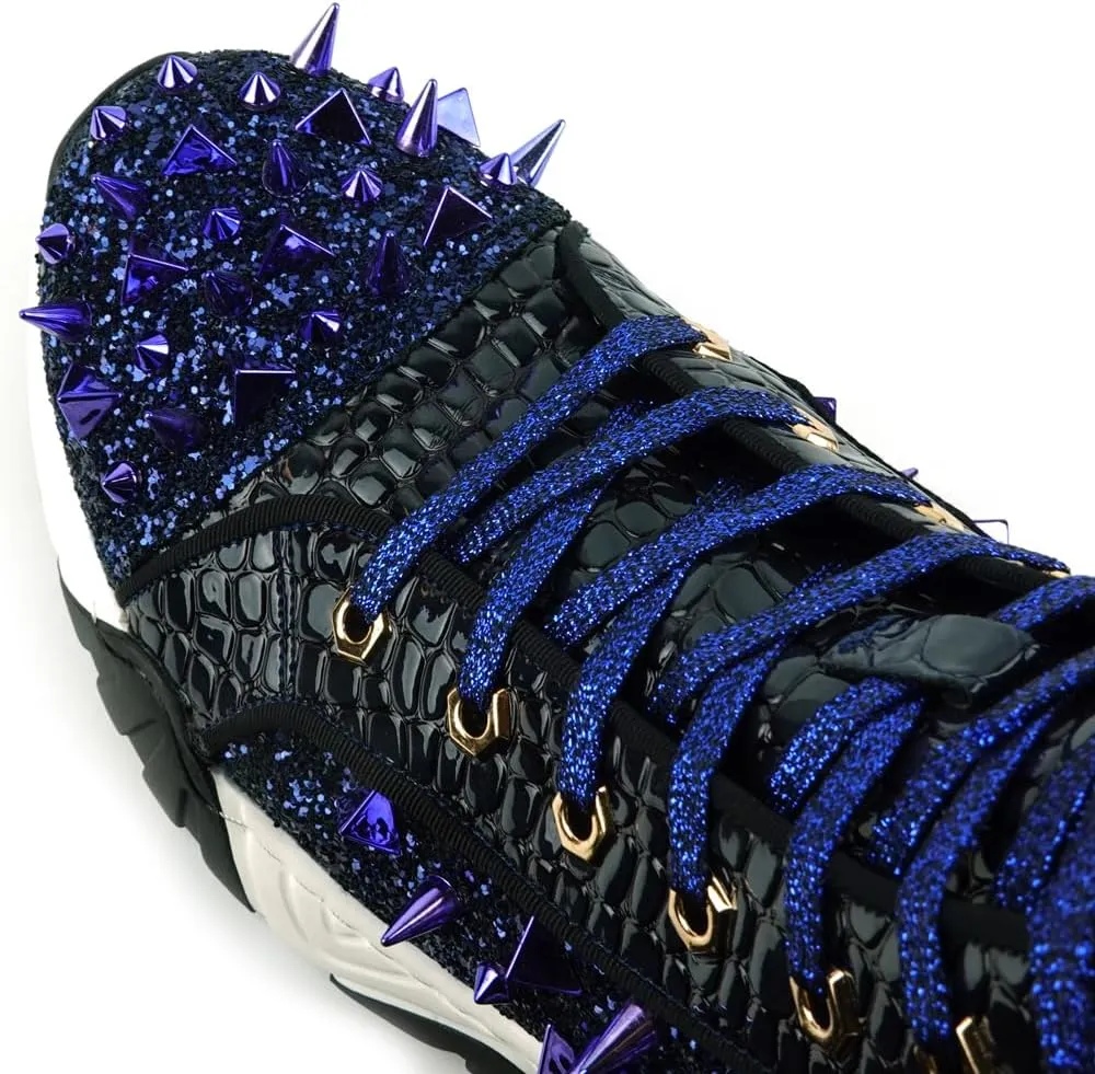 FI-2405 Glitter Spikes Lace Up High Top Sneaker