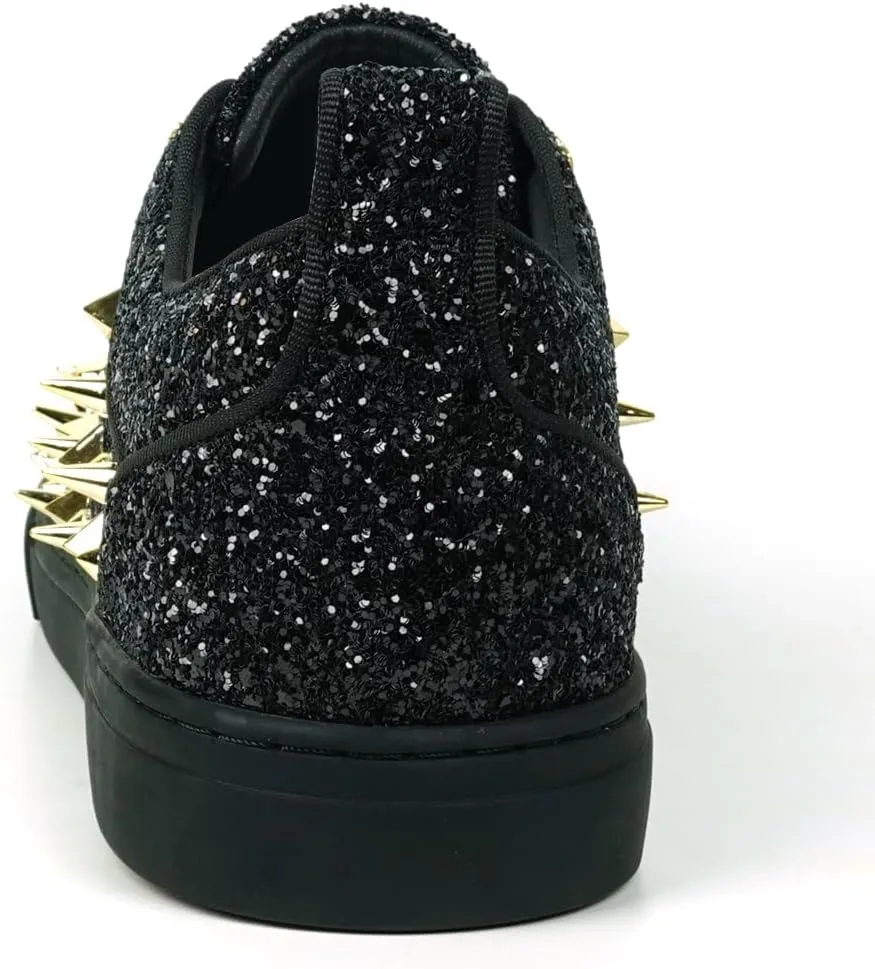 FI-2429 Glitter Spikes Cap Toe Lace up Sneaker